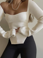 Lora | Casual Gebreide Top in de kleur Wit voor in stijl ideaal voor de lente.