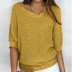 Comfortabele dames trui gemaakt van zachte luxe stof voor moeiteloze casual elegantie en zelfverzekerd comfort gedurende de hele dag. Gemaakt van hoogwaardig ijsporselein katoen/polyester en spandex voor een comfortabel gevoel.