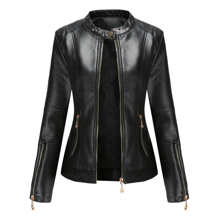 Lotte | Stijlvolle leren jas in de kleur Zwart voor dames in stijl ideaal voor de herfst.