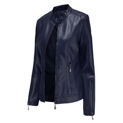 Lotte | Stijlvolle leren jas in de kleur Marineblauw voor dames in stijl ideaal voor de herfst.
