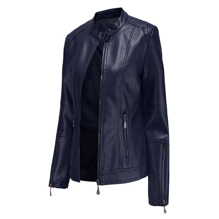Lotte | Stijlvolle leren jas in de kleur Marineblauw voor dames in stijl ideaal voor de herfst.