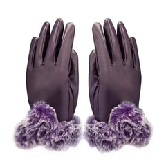 Lotte | Stijlvolle & warme leren handschoenen in de kleur Paars voor dames in Lounge stijl ideaal voor de winter