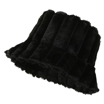 Lotte | Warme & stijlvolle bucket hat in de kleur Zwart voor dames in Lounge stijl ideaal voor de herfst.