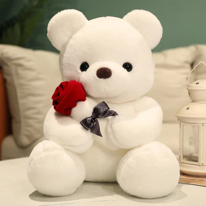 Lotte | Zachte teddybeer knuffel met rozen