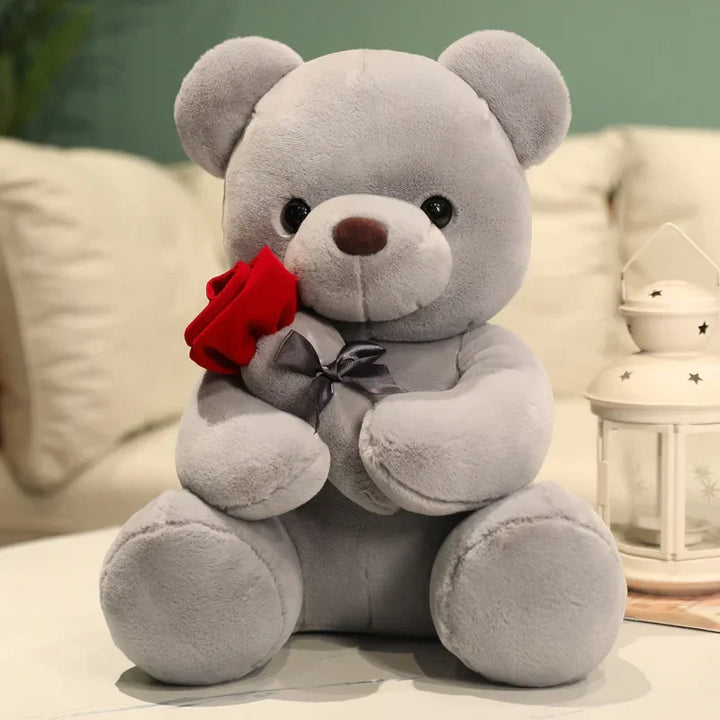 Lotte | Zachte teddybeer knuffel met rozen