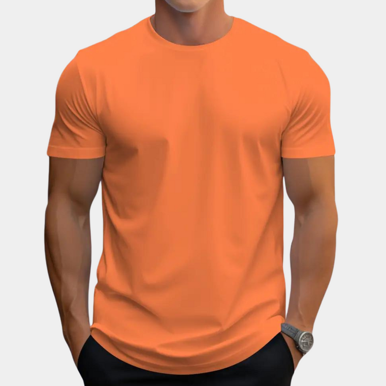 Stijlvol Oranje Zomert-shirt met Ronde Hals - Luuk