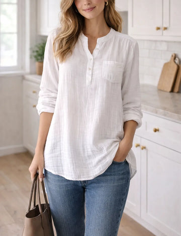 Blouse met mandarin kraag