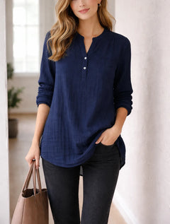 Blouse met mandarin kraag