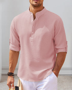 Marcus V | Effen heren casual overhemd in de kleur Roze voor heren in stijl ideaal voor de herfst.