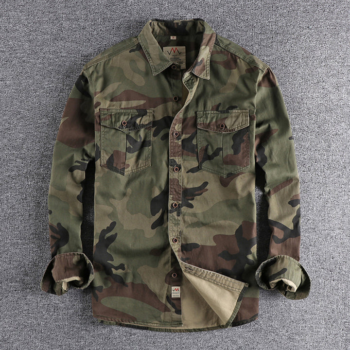 Marick | Herenhemd met camouflageprint in de kleur Khaki voor in stijl ideaal voor de herfst.