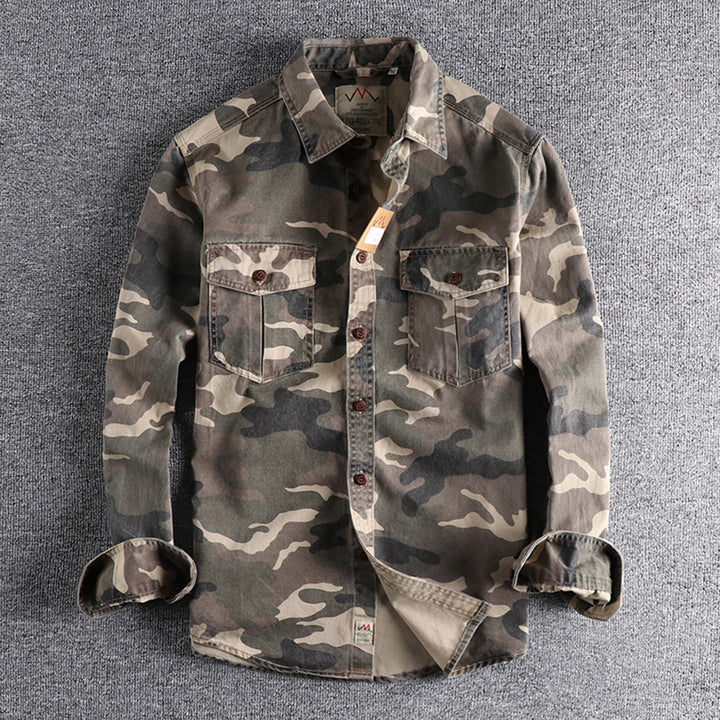 Marick | Herenhemd met camouflageprint in de kleur Khaki voor in stijl ideaal voor de herfst.