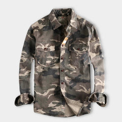 Marick | Herenhemd met camouflageprint in de kleur Khaki voor in stijl ideaal voor de herfst.