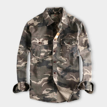 Marick | Herenhemd met camouflageprint in de kleur Khaki voor in stijl ideaal voor de herfst.