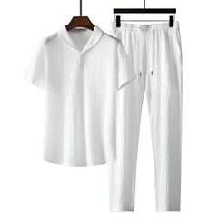 Matthijs | Katoenen polo & pantalon set in de kleur Wit voor heren in Formal stijl ideaal voor de lente.