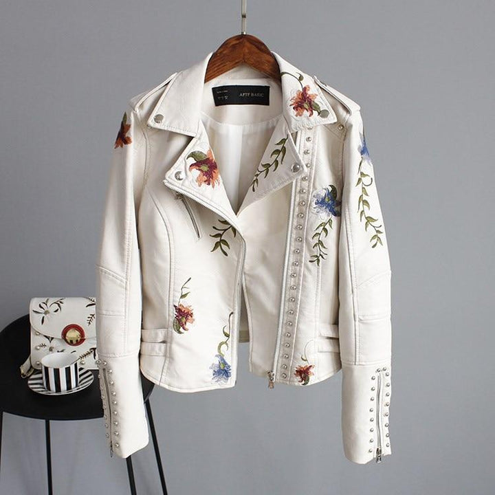 Maudna | Leren Dames Jas in de kleur Beige voor dames in stijl ideaal voor de herfst.