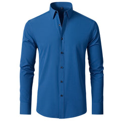 Maxim | Elastisch Overhemd in de kleur Blauw voor heren in stijl geschikt voor alle seizoenen.