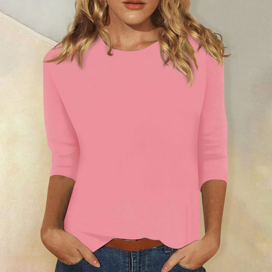 Maya | Effen Gekleurd Damesshirt - Ronde Hals en Lange Mouwen