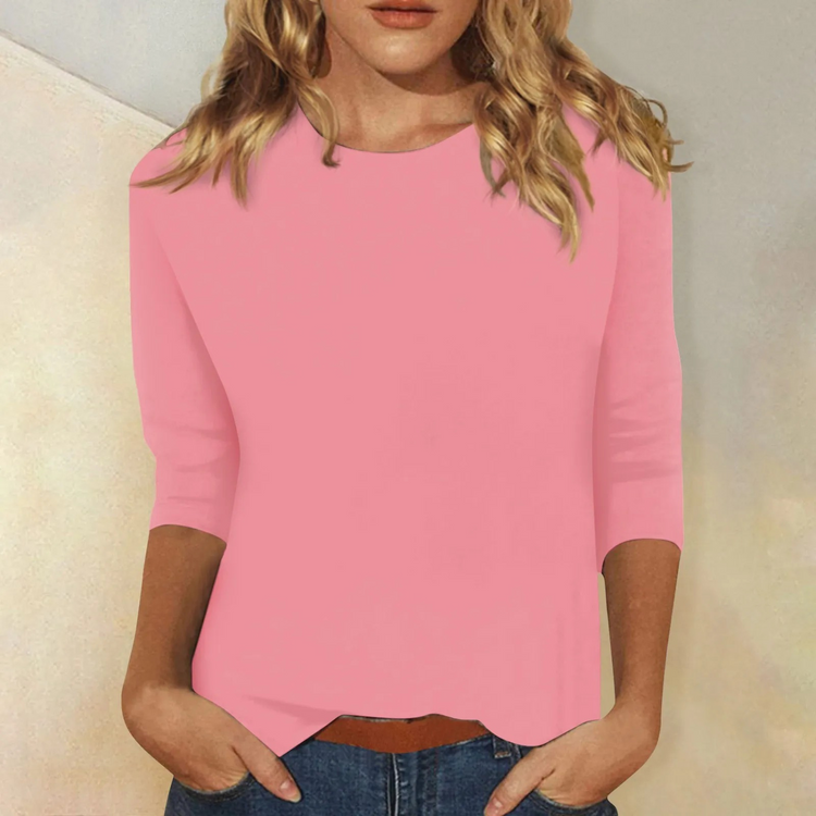Maya | Effen Gekleurd Damesshirt - Ronde Hals en Lange Mouwen