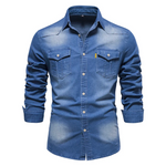 Mike | stijlvolle denim overhemd voor heren in de kleur Blauw voor heren in Heritage stijl geschikt voor alle seizoenen.
