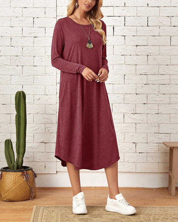 Milleke | Damesjurk met lange mouwen in de kleur Grijs voor dames in stijl ideaal voor de lente.