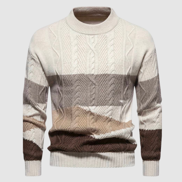 Nadim | Luxe en stijlvolle herentrui met print in de kleur Beige voor heren in stijl ideaal voor de herfst.