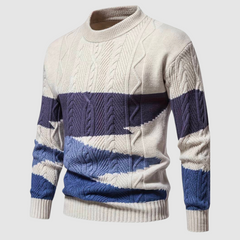 Nadim | Luxe en stijlvolle herentrui met print in de kleur Blauw voor heren in stijl ideaal voor de herfst.