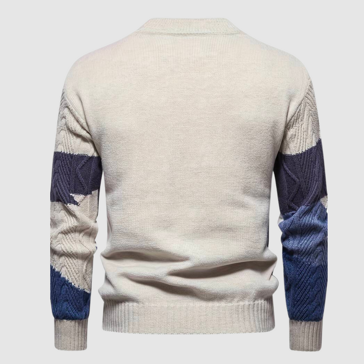 Nadim | Luxe en stijlvolle herentrui met print in de kleur Blauw voor heren in stijl ideaal voor de herfst.
