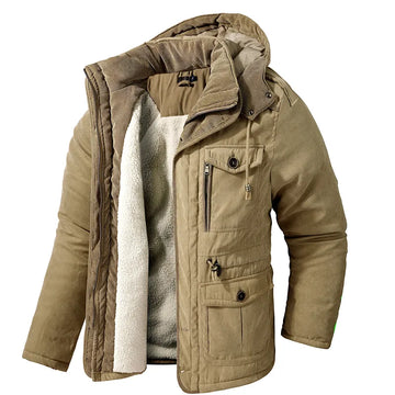 Niek | Stoere heren jas met warme voering in de kleur Khaki voor heren in Lounge stijl ideaal voor de winter