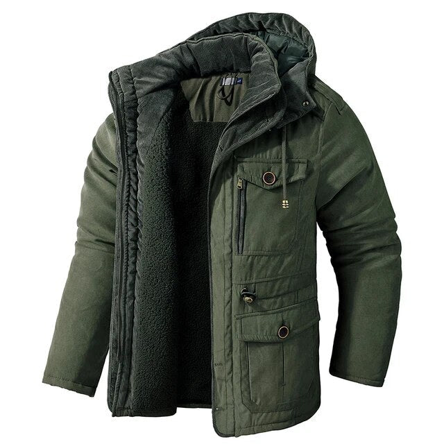 Niek | Stoere heren jas met warme voering in de kleur Legergroen voor heren in Lounge stijl ideaal voor de winter