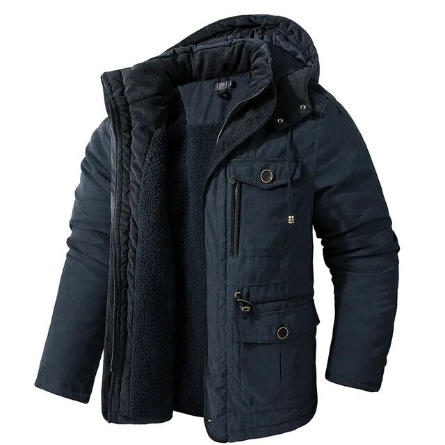 Niek | Stoere heren jas met warme voering in de kleur Marineblauw voor heren in Lounge stijl ideaal voor de winter