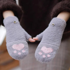 Nina | Schattige & comfortabele minky wanten in de kleur Donkergrijs voor dames in stijl ideaal voor de winter