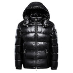 Noa | Glanzende pufferjack in de kleur Zwart voor heren in Outdoor stijl ideaal voor de winter
