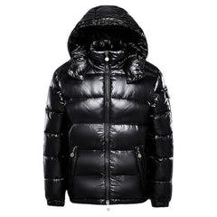 Noa | Glanzende pufferjack in de kleur Zwart voor heren in Outdoor stijl ideaal voor de winter