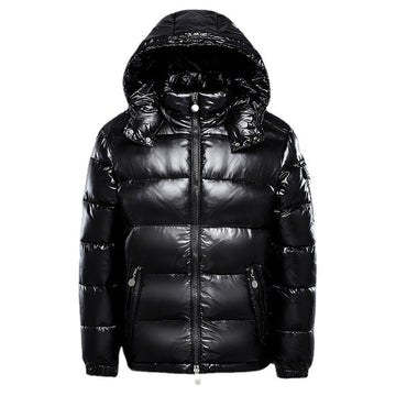 Noa | Glanzende pufferjack in de kleur Zwart voor heren in Outdoor stijl ideaal voor de winter