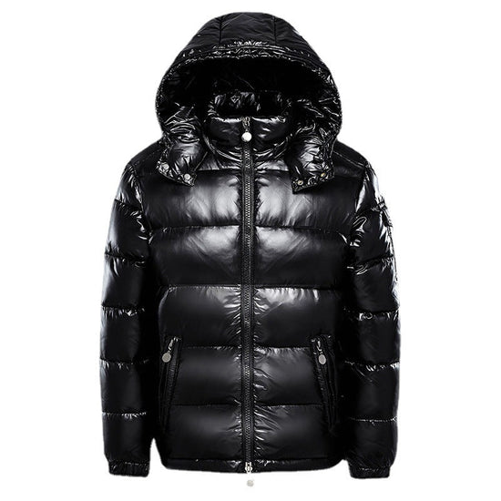 Noa | Glanzende pufferjack in de kleur Zwart voor heren in Outdoor stijl ideaal voor de winter