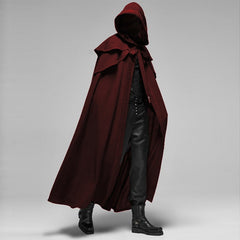 Noa | Gotische cape met capuchon in de kleur Rood voor dames in stijl ideaal voor de herfst.