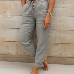 Luxe linnen damesbroek - ideaal voor een trendy en comfortabele look. Gemaakt van hoogwaardige linnen stof met een moderne snit voor tijdloze elegantie.