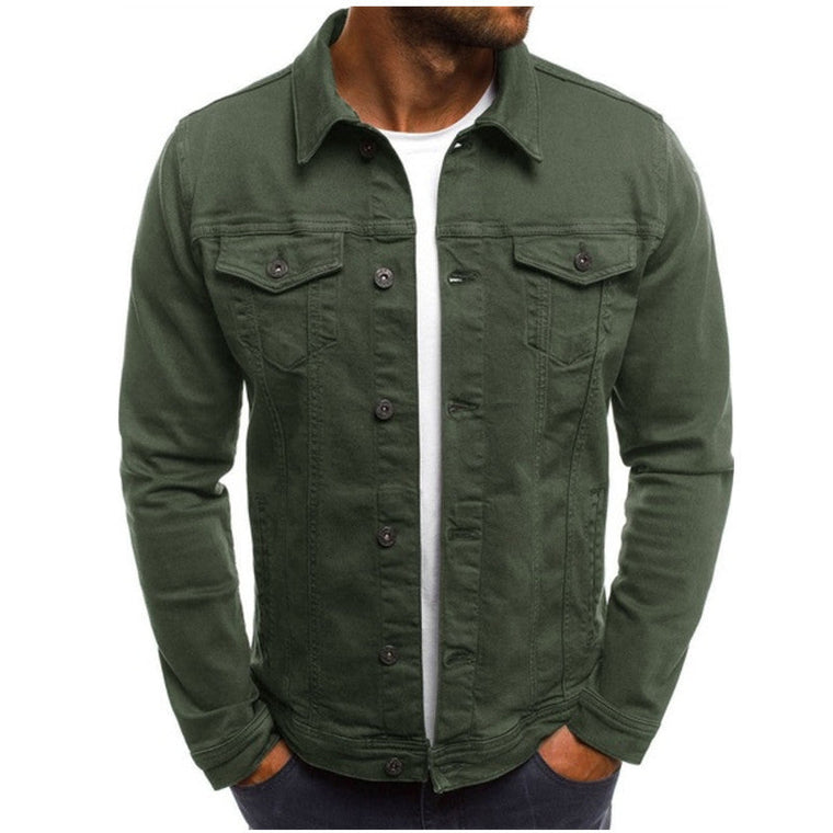 Roland | Casual Heren Denim Jack in de kleur Groen voor heren in Heritage stijl ideaal voor de herfst.