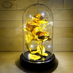 Roos | Gouden kleur roos in glas
