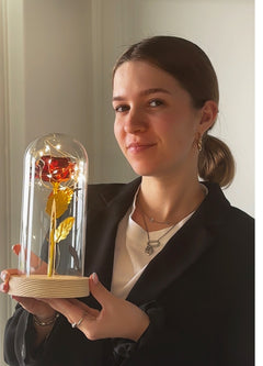 Roos | Gouden kleur roos in glas