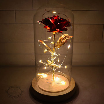 Roos | Gouden kleur roos in glas