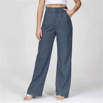 Roos | Stijlvolle hoge taille broek in de kleur Blauw voor dames in stijl ideaal voor de winter