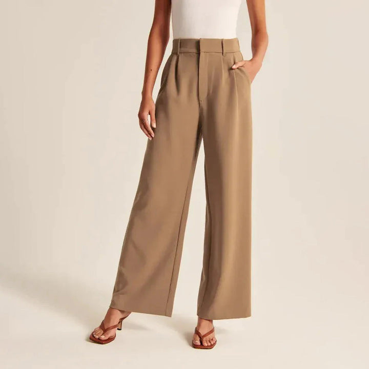 Roos | Stijlvolle hoge taille broek in de kleur Bruin voor dames in stijl ideaal voor de winter