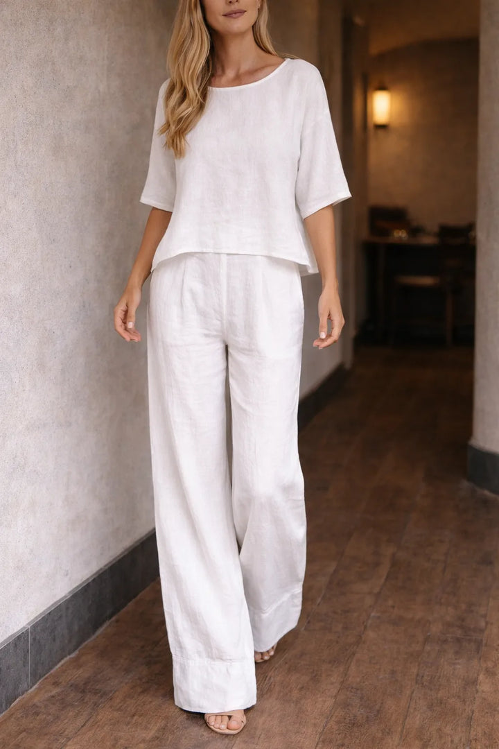 Set met wijde broek en korte mouwen