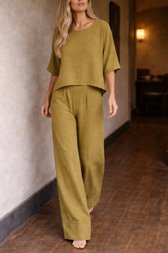 Set met wijde broek en korte mouwen