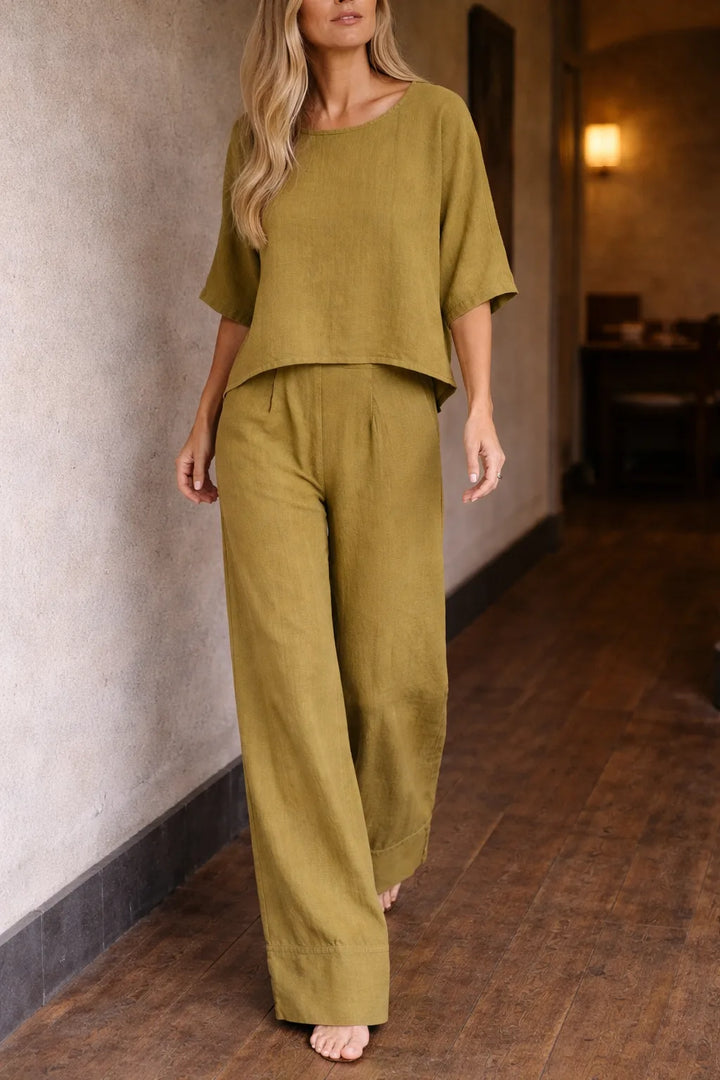 Set met wijde broek en korte mouwen