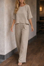 Set met wijde broek en korte mouwen