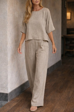 Set met wijde broek en korte mouwen