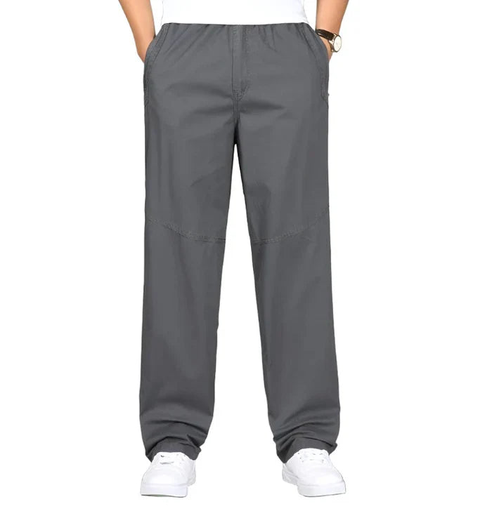 Serran | Katoenen pantalon in de kleur Grijs voor heren in Formal stijl geschikt voor alle seizoenen.