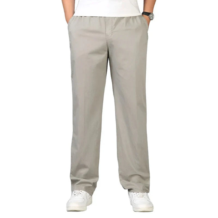 Serran | Katoenen pantalon in de kleur Lichtgrijs voor heren in Formal stijl geschikt voor alle seizoenen.